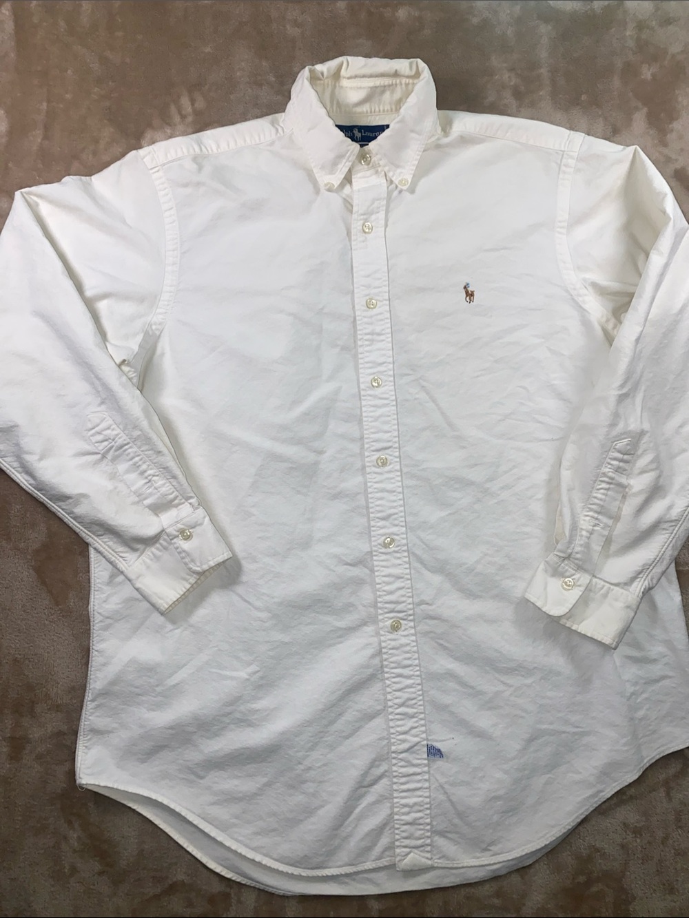 Ralph Lauren Men’s White Long-Sleeve Button-Down Oxford Shirt